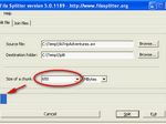 File Split size set to 650 MB and start the splitting process
